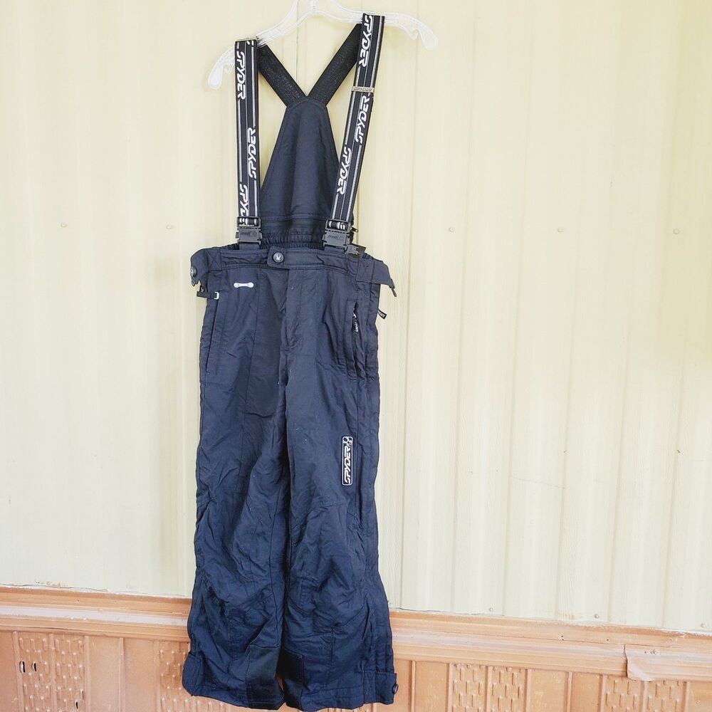 Spyder Snow Bibs Kids Size 14 Black Insulated Detachable Ski Pants Winter